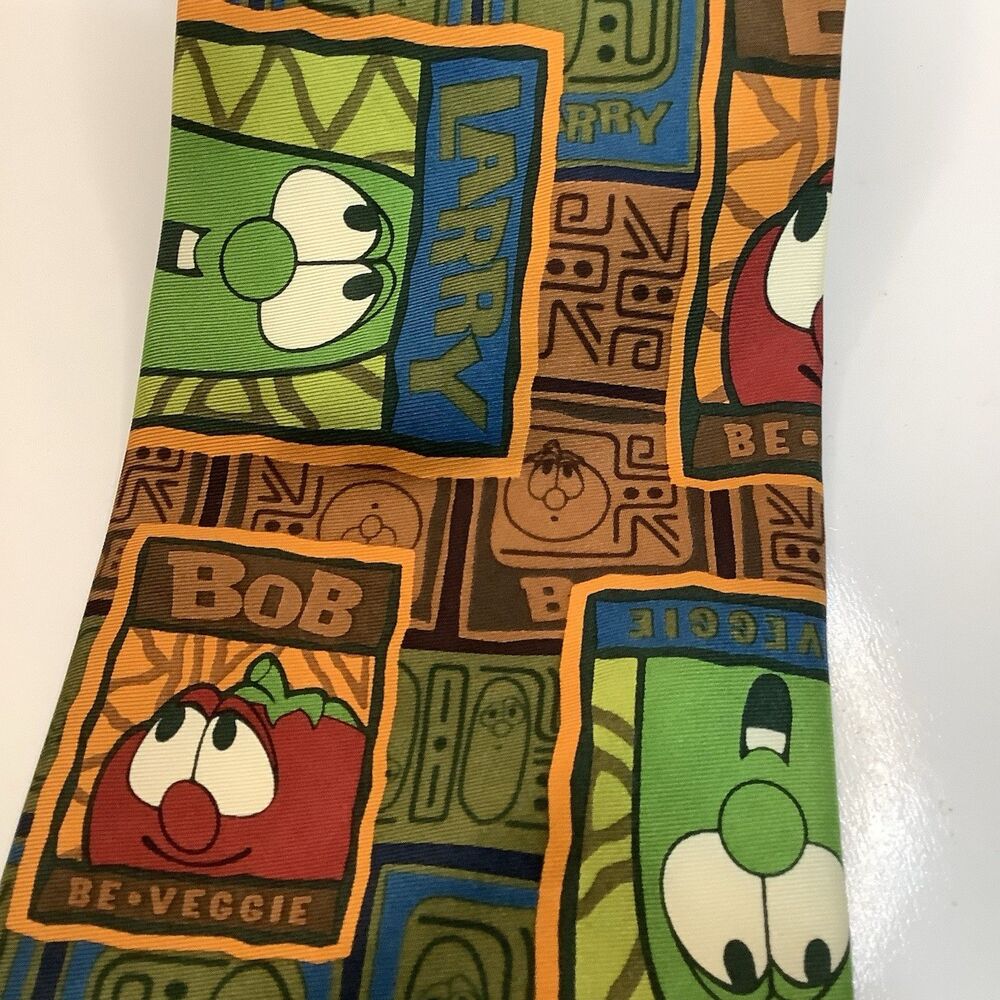 Eagles Wings VeggieTales Silk Tie Men’s OS Multicolor Bob Larry Vintage Novelty - Picture 2 of 6